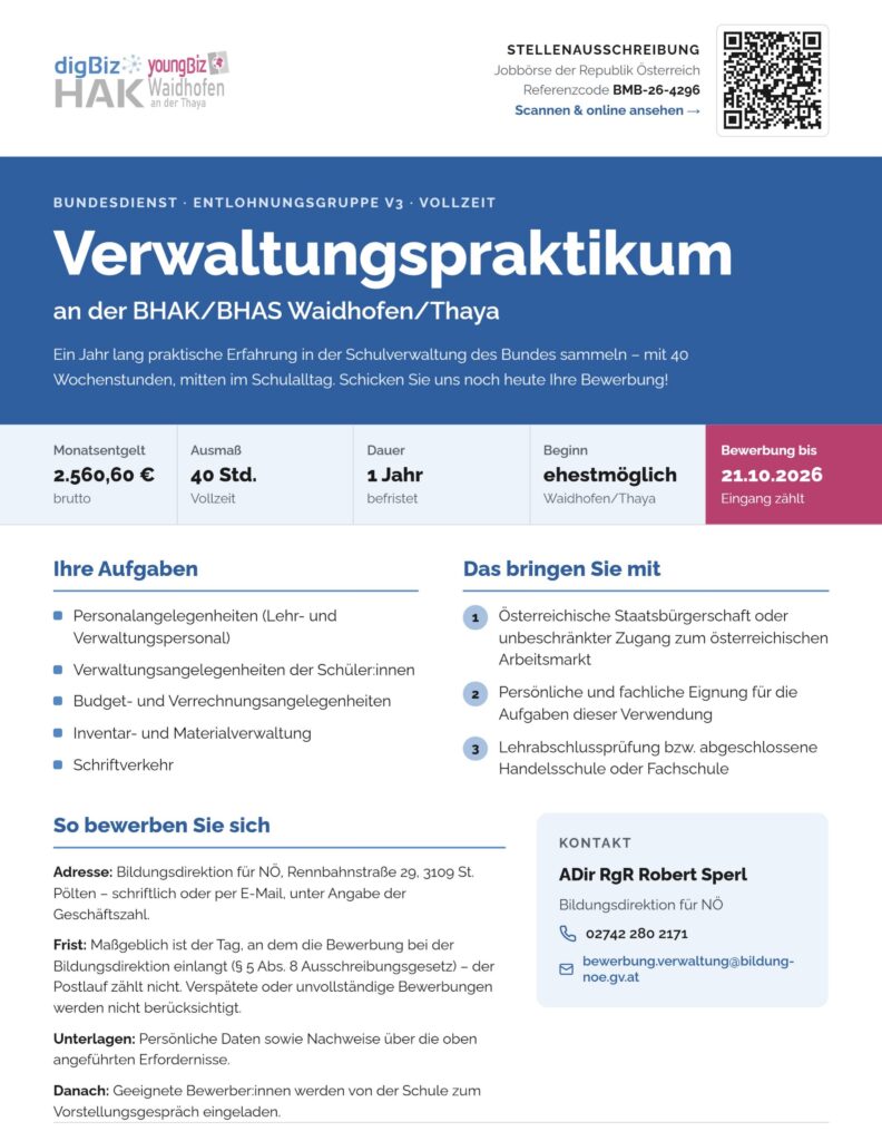 Stellenanzeige Verwaltungspraktikum